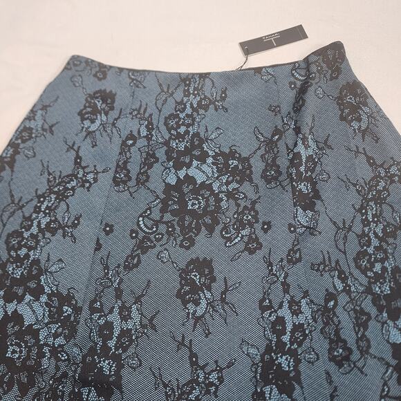T Tahari Blue with Black‎ Lace Floral Maxi Skirt Size 10 - NWT - Picture 3 of 7